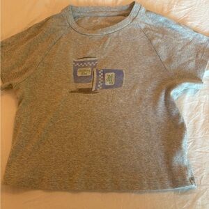 Aerie Heather Gray Crop Top with Blue Graphic